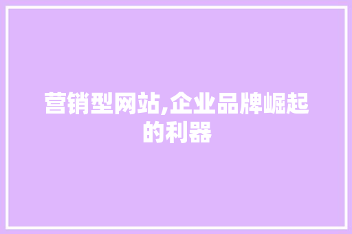营销型网站,企业品牌崛起的利器