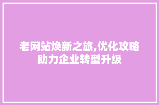 老网站焕新之旅,优化攻略助力企业转型升级
