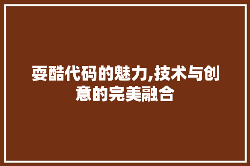 耍酷代码的魅力,技术与创意的完美融合