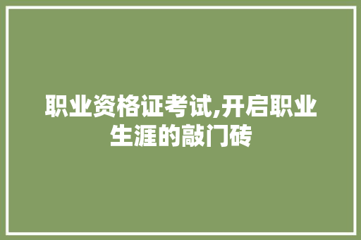 职业资格证考试,开启职业生涯的敲门砖