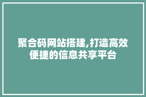 聚合码网站搭建,打造高效便捷的信息共享平台