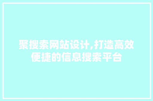 聚搜索网站设计,打造高效便捷的信息搜索平台