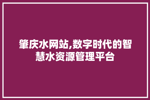 肇庆水网站,数字时代的智慧水资源管理平台 肇庆水网站,数字时代的智慧水资源管理平台 必应SEO