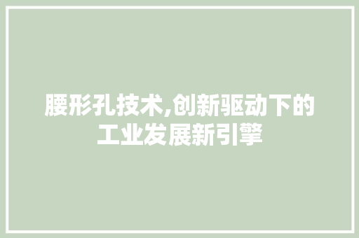 腰形孔技术,创新驱动下的工业发展新引擎 腰形孔技术,创新驱动下的工业发展新引擎 搜狗SEO
