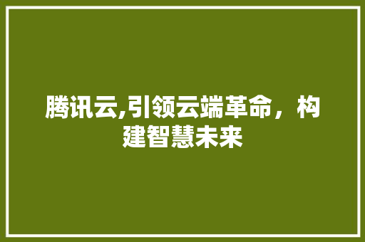 腾讯云,引领云端革命，构建智慧未来