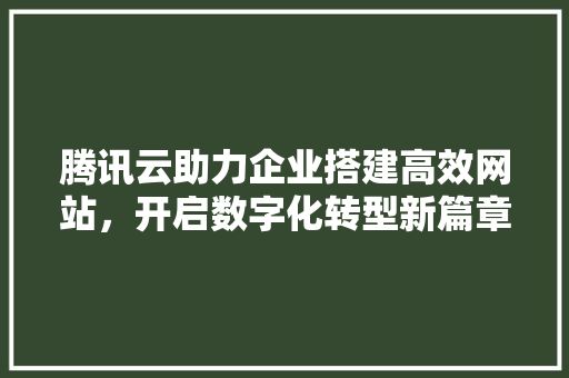 腾讯云助力企业搭建高效网站，开启数字化转型新篇章 腾讯云助力企业搭建高效网站，开启数字化转型新篇章 神马SEO