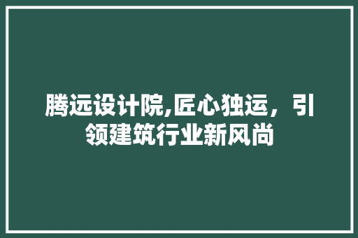 腾远设计院,匠心独运，引领建筑行业新风尚