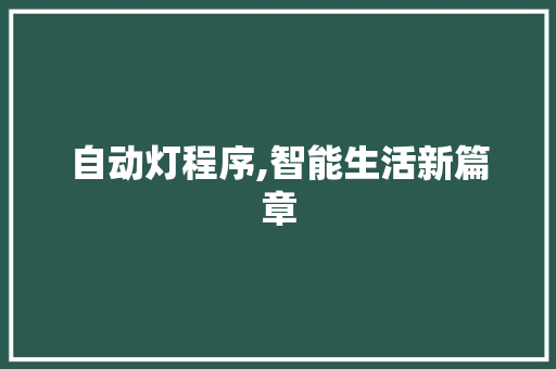 自动灯程序,智能生活新篇章