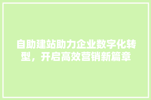 自助建站助力企业数字化转型，开启高效营销新篇章