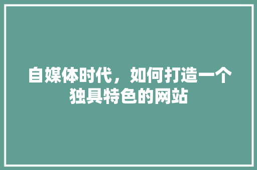 自媒体时代，如何打造一个独具特色的网站