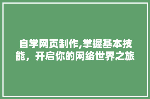 自学网页制作,掌握基本技能，开启你的网络世界之旅