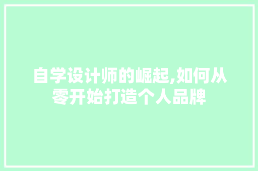 自学设计师的崛起,如何从零开始打造个人品牌