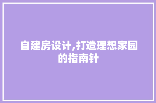 自建房设计,打造理想家园的指南针
