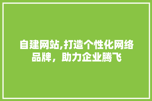 自建网站,打造个性化网络品牌，助力企业腾飞 自建网站,打造个性化网络品牌，助力企业腾飞 神马SEO