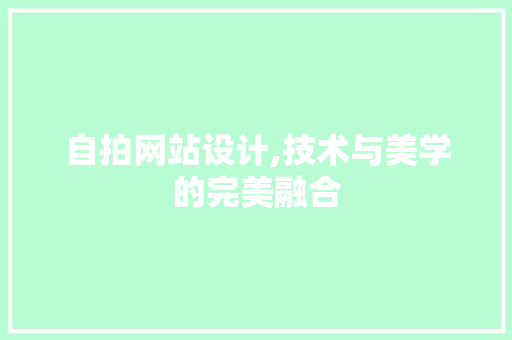 自拍网站设计,技术与美学的完美融合