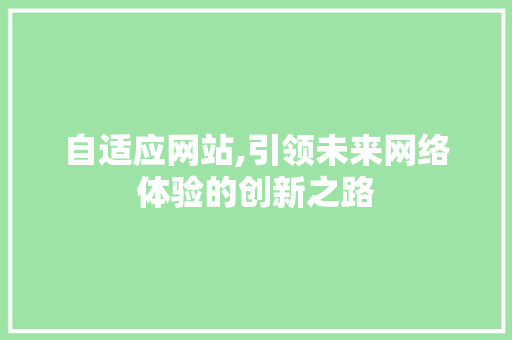自适应网站,引领未来网络体验的创新之路