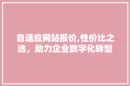 自适应网站报价,性价比之选，助力企业数字化转型