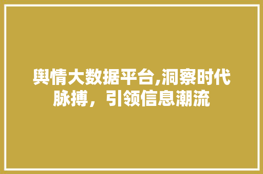 舆情大数据平台,洞察时代脉搏，引领信息潮流 舆情大数据平台,洞察时代脉搏，引领信息潮流 SEO关键词