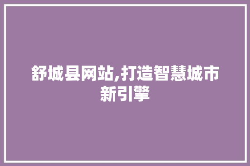 舒城县网站,打造智慧城市新引擎