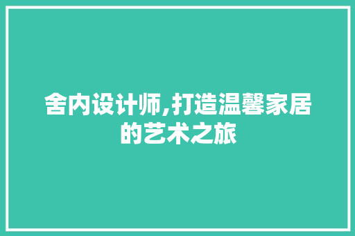 舍内设计师,打造温馨家居的艺术之旅