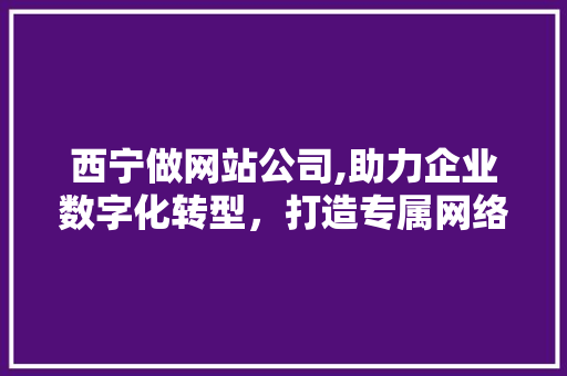 西宁做网站公司,助力企业数字化转型，打造专属网络品牌