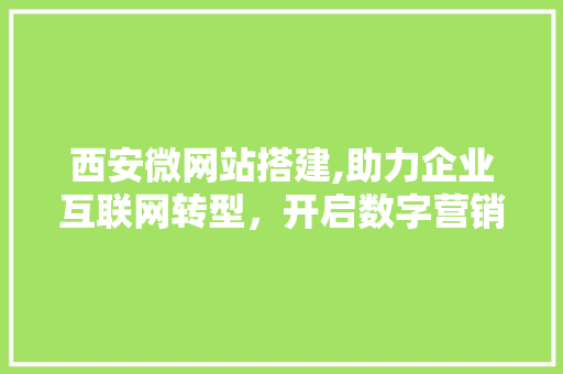 西安微网站搭建,助力企业互联网转型，开启数字营销新时代 西安微网站搭建,助力企业互联网转型，开启数字营销新时代 必应SEO