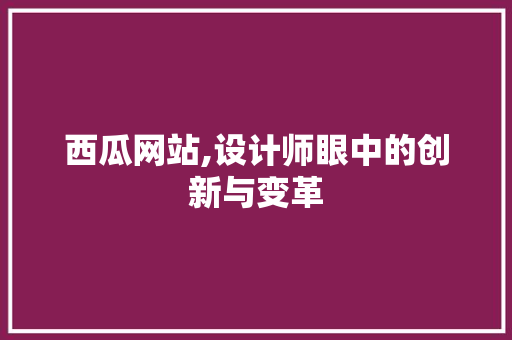 西瓜网站,设计师眼中的创新与变革