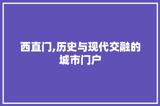 西直门,历史与现代交融的城市门户