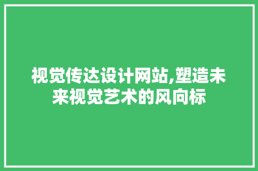 视觉传达设计网站,塑造未来视觉艺术的风向标