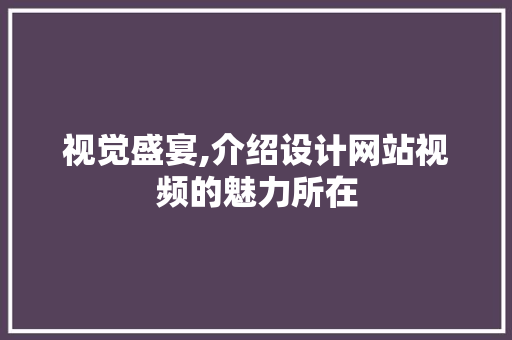 视觉盛宴,介绍设计网站视频的魅力所在