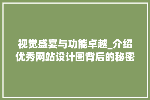 视觉盛宴与功能卓越_介绍优秀网站设计图背后的秘密