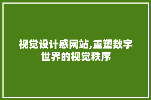 视觉设计感网站,重塑数字世界的视觉秩序