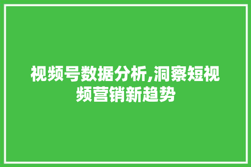 视频号数据分析,洞察短视频营销新趋势 视频号数据分析,洞察短视频营销新趋势 搜狗SEO