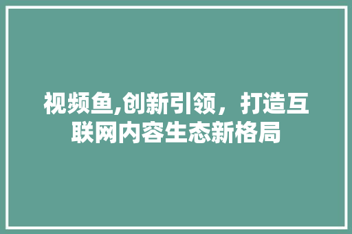 视频鱼,创新引领，打造互联网内容生态新格局