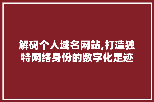 解码个人域名网站,打造独特网络身份的数字化足迹