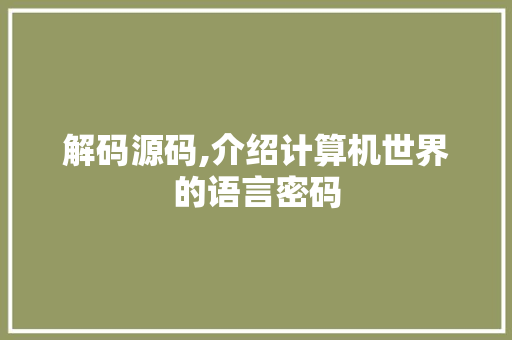 解码源码,介绍计算机世界的语言密码