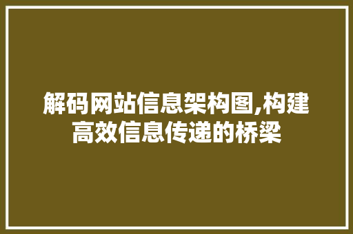 解码网站信息架构图,构建高效信息传递的桥梁
