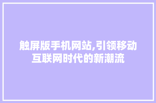 触屏版手机网站,引领移动互联网时代的新潮流