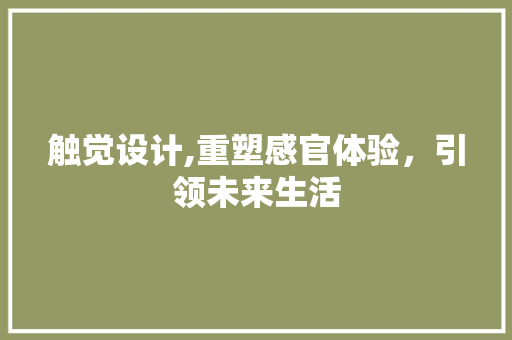 触觉设计,重塑感官体验，引领未来生活 触觉设计,重塑感官体验，引领未来生活 百度SEO