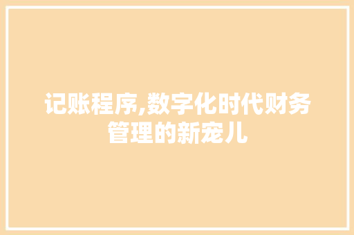 记账程序,数字化时代财务管理的新宠儿 记账程序,数字化时代财务管理的新宠儿 神马SEO