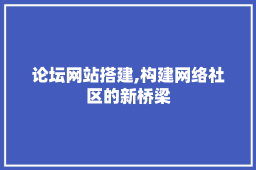 论坛网站搭建,构建网络社区的新桥梁