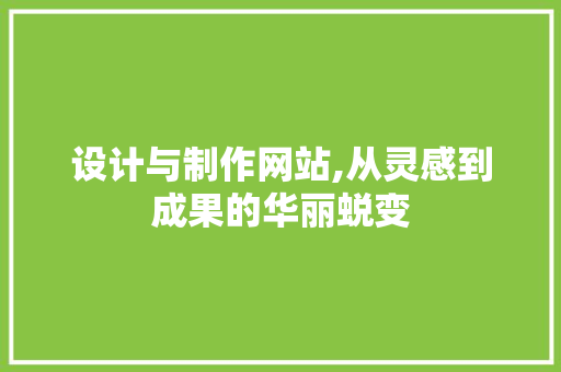 设计与制作网站,从灵感到成果的华丽蜕变