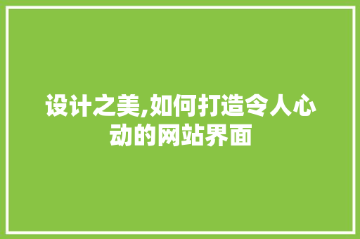 设计之美,如何打造令人心动的网站界面
