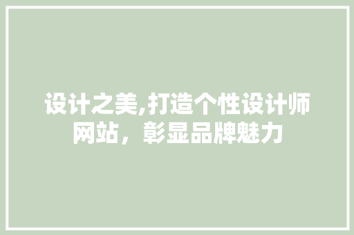设计之美,打造个性设计师网站，彰显品牌魅力