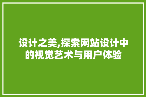 设计之美,探索网站设计中的视觉艺术与用户体验 设计之美,探索网站设计中的视觉艺术与用户体验 神马SEO