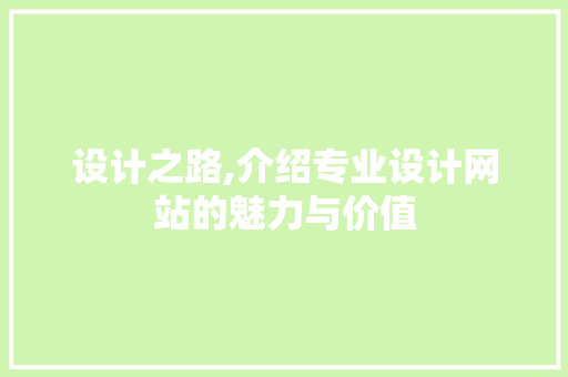 设计之路,介绍专业设计网站的魅力与价值