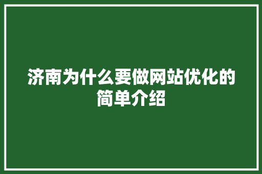 济南为什么要做网站优化的简单介绍 济南为什么要做网站优化的简单介绍 SEO关键词