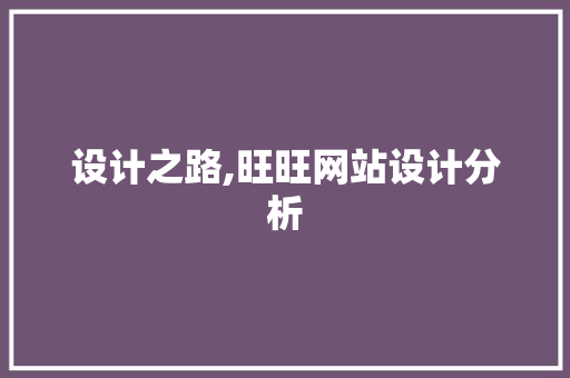 设计之路,旺旺网站设计分析