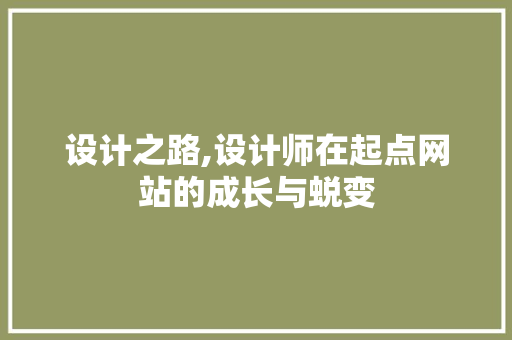 设计之路,设计师在起点网站的成长与蜕变