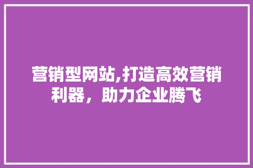 营销型网站,打造高效营销利器，助力企业腾飞